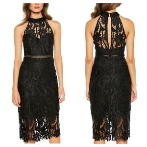 Bardot Isa Lace Halter Dress in Black